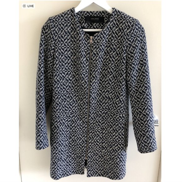 Zara Basics Tweed Coat - Picture 1 of 4
